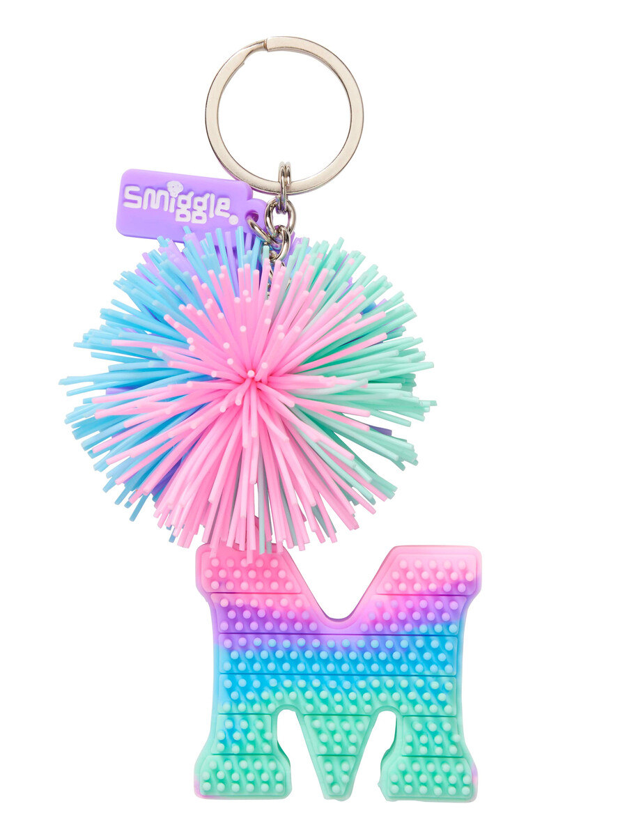 breloc cu alfabet parfumat cu pom-pom pastel