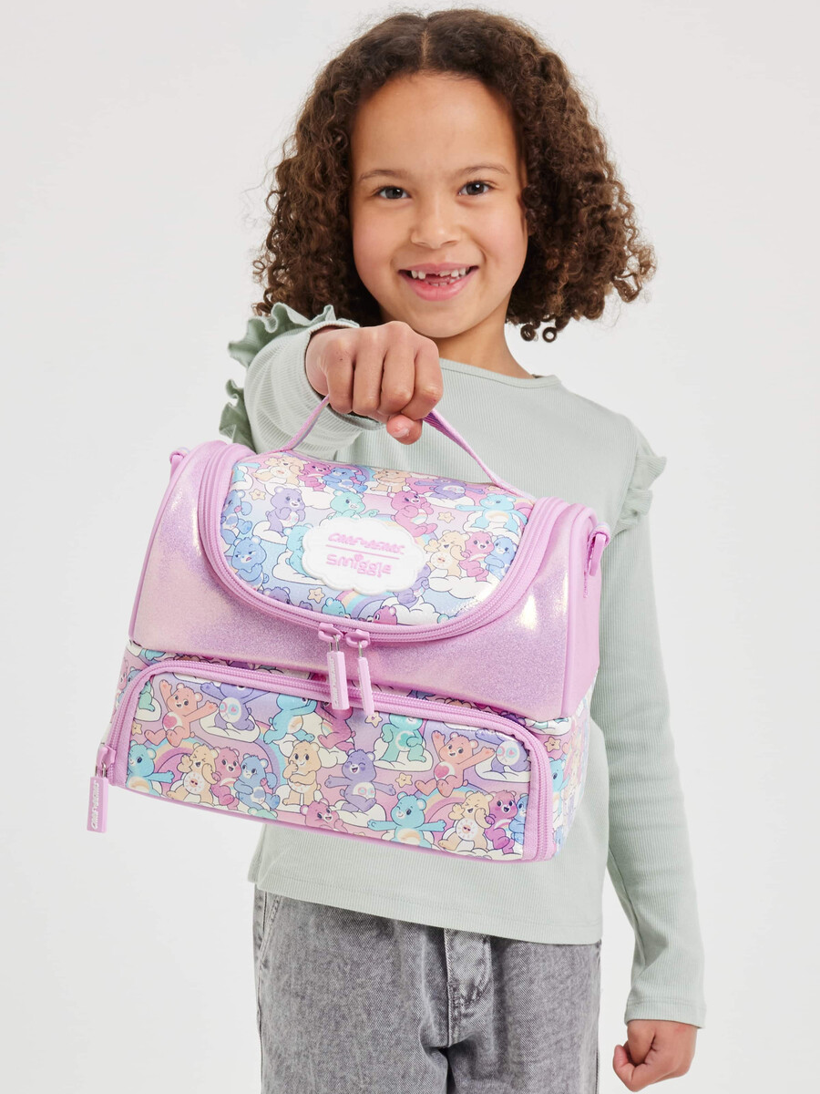 cutie de prânz mare cu compartiment dublu și curea care bears