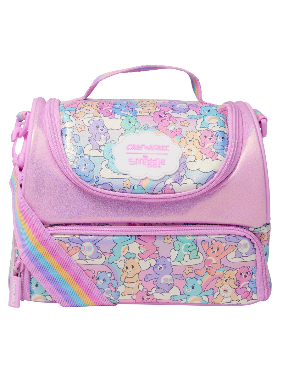 cutie de prânz mare cu compartiment dublu și curea care bears