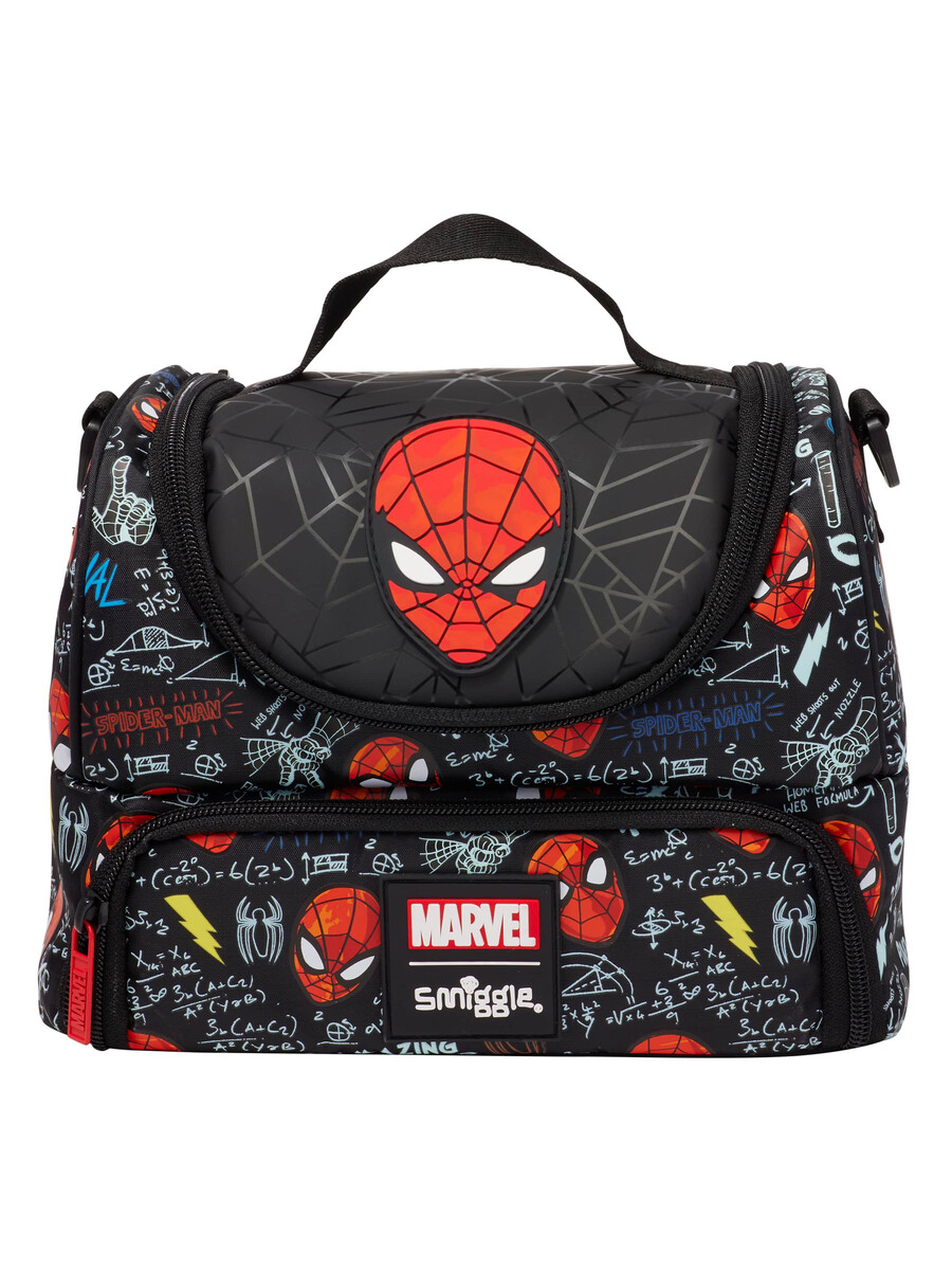 cutie de prânz cu buzunar dublu spider-man și curea