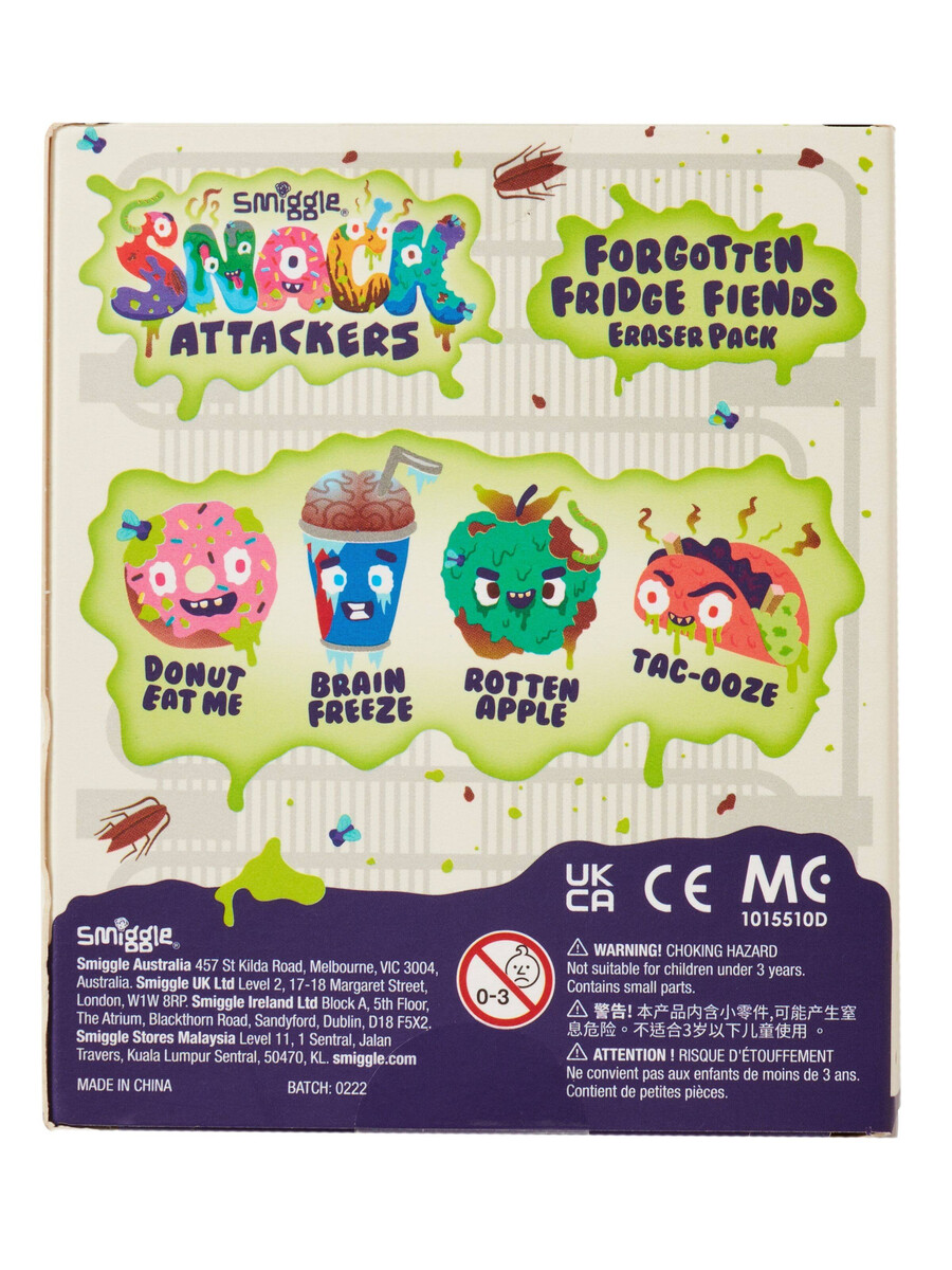 pachet de radieră snack attackers x4