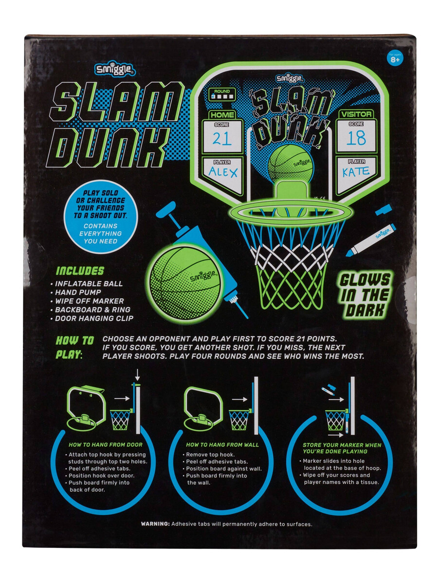 set de baschet slam dunk care strălucește în întuneric